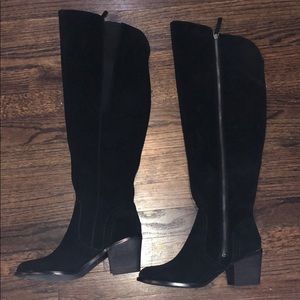 Classic Black Suede Knee High Boots- Never Worn